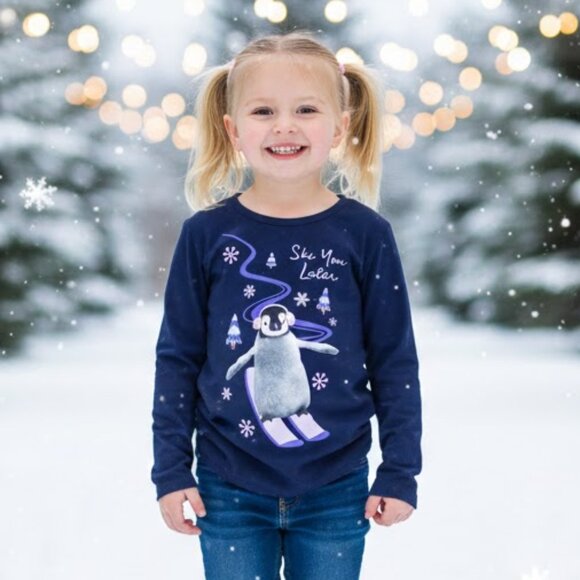 wonder nation Other - Wonder Nation Navy Long Sleeve Penguin Graphic Shirt Kids XL (14/16)